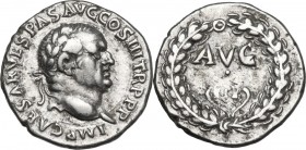 Vespasian (69-79). AR Denarius. Ephesus mint. Struck 77-78 AD. Obv. IMP CAESAR VESPAS AVG COS III TR P P P. Laureate head right. Rev. AVG/EPH(ligate)E...
