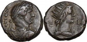 Hadrian (117-138). BI Tetradrachm, Alexandria mint, Egypt. Dated year 14=129/30 AD. Obv. Laureate, draped, and cuirassed bust right. Rev. Draped bust ...