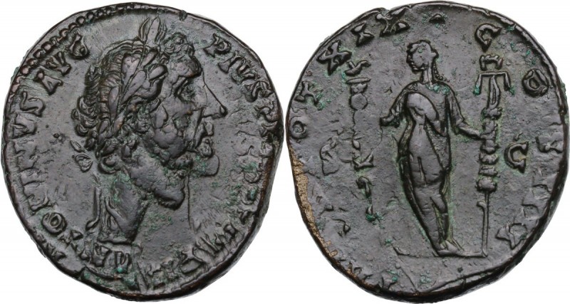 Antoninus Pius (138-161). AE Sestertius, 155-156 AD. Obv. ANTONINVS AVG PIVS PP ...