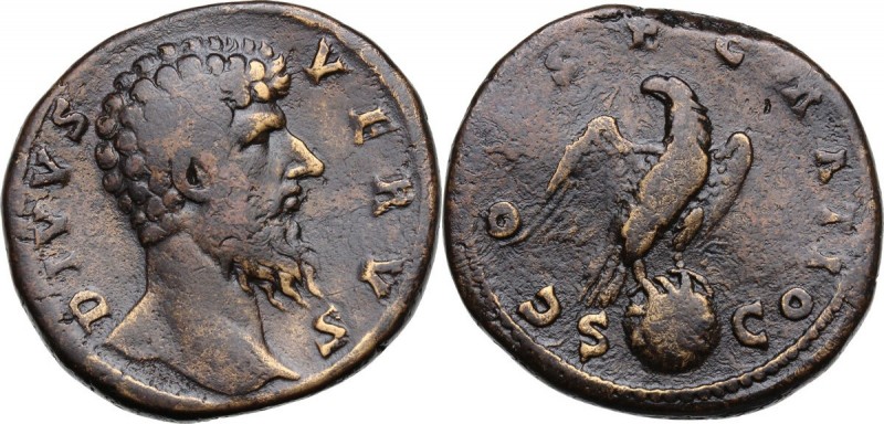 Lucius Verus (Divus, after 169 AD). AE Sestertius, struck under Marcus Aurelius....