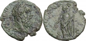 Pertinax (193 AD). AE As, Rome mint. Obv. IMP CAES P HEL[V PERTIN AVG] Laureate head right. Rev. [LAETIT]IA TEMPO[RVM COS II] SC. Laetitia standing le...