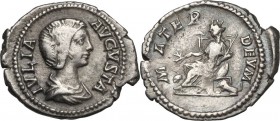 Iulia Domna, wife of Septimius Severus (died 217 AD). AR Denarius, struck under Septimius Severus. Obv. IVIA AVGVSTA. Draped bust right. Rev. MATER DE...