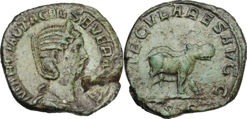 Otacilia Severa, wife of Philip I (244-249). AE Sestertius, 248 AD. Obv. MARCIA ...