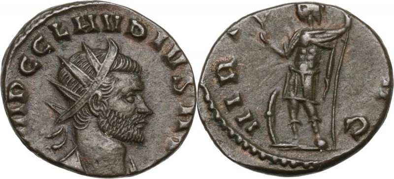 Claudius II (268-270 AD). BI Antoninianus. Obv. IMP C CLAVDIVS AVG. Radiate, dra...