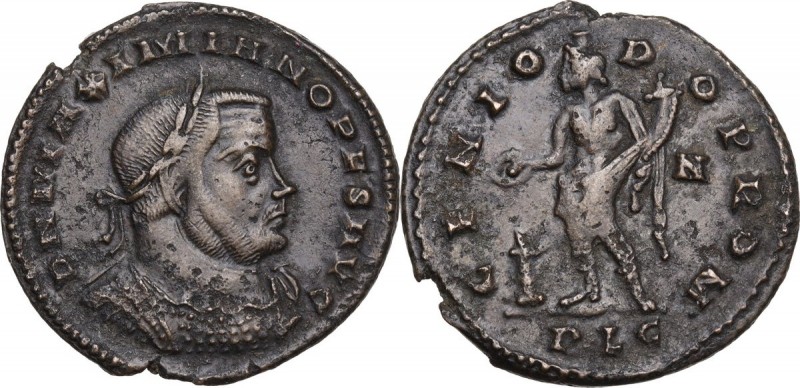 Maximian (286-310 AD). AE Follis, Lugdunum mint. Obv. DN MAXIMIANO PFS AVG. Laur...