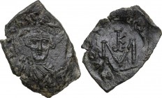 Constans II (641-668). AE Follis, Syracuse mint. Obv. Bust facing, beardless, wearing crown and chlamys, and holding globus cruciger. Rev. Large M; ab...