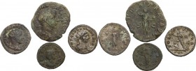 The Roman Empire. Multiple lot of four (4) unclassified AE and BI coins of 3rd century (Aurelian, Severina and Gordian III). About VF : Good VF.