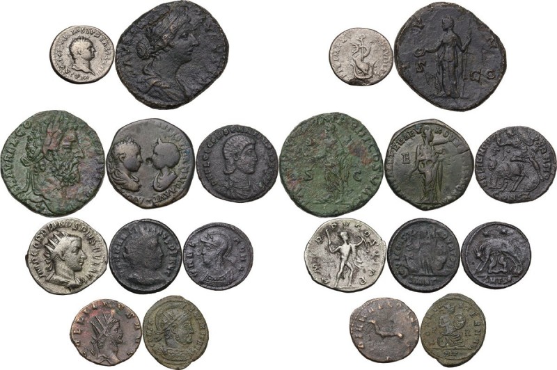 The Roman Empire. Multiple lot of ten (10) unclassified coins. AR/AE. Good F:VF.