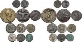 The Roman Empire. Multiple lot of ten (10) unclassified coins, in addiction AE Dirhem of Husam al-Din Yuluq Arslan. (1184-1201 AD). AR/AE. Good F:Good...