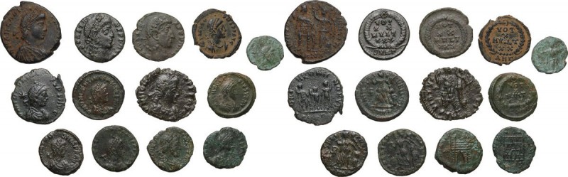 The Roman Empire. Multiple lot of thirteen (13) unclassified AE coins of the lat...