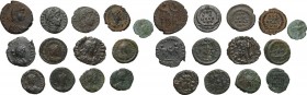 The Roman Empire. Multiple lot of thirteen (13) unclassified AE coins of the late empire. AE. Interesting for variety and quality. Good VF : About EF.