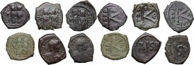 The Byzantine Empire. Multiple lot of six (6) unclassified AE coins (Halves Folles and 16 Nummi). AE. About VF:VF.