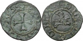 Ancona. Repubblica Autonoma (Sec. XIII-XV). Quattrino. CNI tav. II, 32; Dubbini-Mancinelli p. 63 2° tipo. MI. 0.76 g. 17.00 mm. qSPL/BB+.