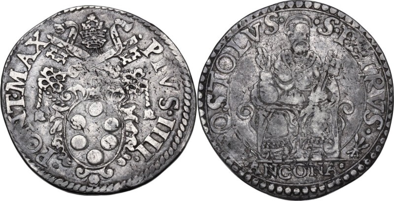 Ancona. Pio IV (1559-1565), Gian Angelo de' Medici. Testone. CNI 23; M. 51; Dubb...