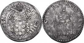 Ancona. Pio IV (1559-1565), Gian Angelo de' Medici. Testone. CNI 23; M. 51; Dubbini-Mancinelli p. 144. 2° tipo. ; Berm. 1072. AG. 9.41 g. 30.70 mm. R....