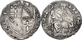 Bologna. Anonime Pontificie (sec. XVI-XVII). Carlino. CNI 14; M. 30; Berm. 762. AG. 1.96 g. 22.00 mm. R. BB+.