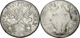 Bologna. Pio VI (1775-1799), Giovanni Angelo Braschi. Muraiola da 4 bolognini 1778. CNI 61; M. 238; Berm. 3063. MI. 3.26 g. 23.00 mm. R. qBB/BB.
