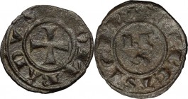 Brindisi. Corrado I di Svevia (1250-1254). Mezzo denaro. Sp. 157; Travaini 1993, 53a; D'Andrea 198. MI. 0.48 g. 12.00 mm. RR. BB/qBB.