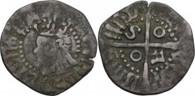 Cagliari. Alfonso V d'Aragona (1416-1458). Denaro reale o picciolo (?). CNI 2/18; MIR (Piem. Sard. Lig. Cors.) 12 o 14. MI. 0.61 g. 16.00 mm. NC. qBB/...