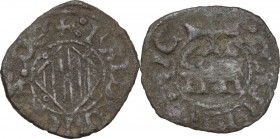Catania. Federico IV d'Aragona (1355-1377). Denaro. Sp. 266/273; MIR (Sicilia) 1. MI. 0.81 g. 16.50 mm. BB/qBB.