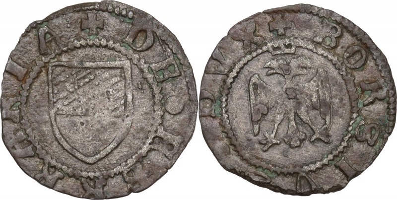 Ferrara. Borso d'Este (1450-1471). Quattrino. CNI 25/28; MIR (Emilia) 245. MI. 0...