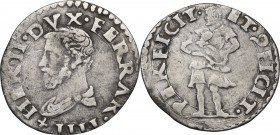 Ferrara. Ercole II d'Este (1534-1559). Muraiola. CNI 65/95; MIR (Emilia) 301. AG. 1.59 g. 19.00 mm. BB.