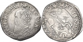 Ferrara. Alfonso II d'Este (1559-1597). Giorgino o grosso 1597. CNI 71/73; MIR (Emilia) 318a/2. AG. 2.39 g. 23.50 mm. RR. Graffio al rovescio. BB/BB+.