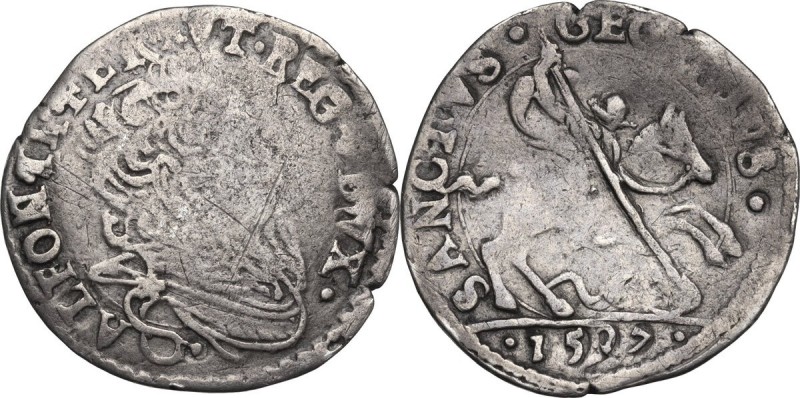 Ferrara. Alfonso II d'Este (1559-1597). Giorgino o grosso 1597. CNI 58; MIR (Emi...