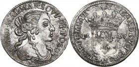 Fosdinovo. Maria Maddalena Centurioni (1663-1669), moglie di Pasquale Malaspina. Luigino 1667. CNI 7; Camm. 71; MIR (Toscana, zecche) 46. AG. 1.98 g. ...
