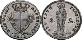 Genova. Repubblica Genovese (1814). Da 2 Soldi 1814. CNI 6/7; MIR (Piem. Sard. Lig. Cors.) 394. MI. 2.20 g. 18.00 mm. qFDC.