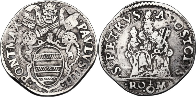 Roma. Paolo IV (1555-1559) Giampietro Carafa. Testone. CNI 45; M. 7; Berm. 1038....