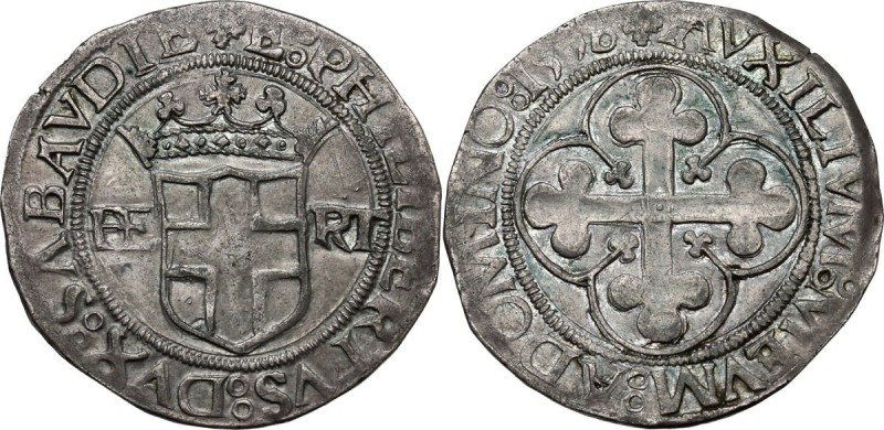 Emanuele Filiberto (1559-1580). Da 4 grossi 1558, I tipo. MIR (Savoia) 518d. MI....