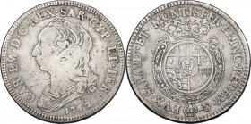 Carlo Emanuele III (1730-1773). Quarto di scudo 1762. Mont. 198. AG. 30.00 mm. R. MB+/qBB.