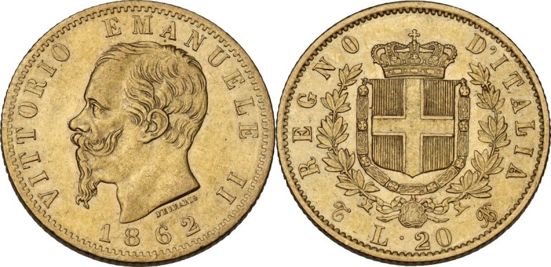 Vittorio Emanuele II (1861-1878). 20 Lire 1862 Torino. Pag. 456; Mont. 132. AU. ...