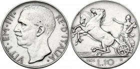 Vittorio Emanuele III (1900-1943). 10 lire 1926. Pag. 691; Mont. 87. AG. 27.00 mm. R. qBB.