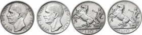 Vittorio Emanuele III (1900-1943). Lotto di due (2) monete: 10 lire 1929 una e due rosette. Pag. 694,694a; Mont. 93,94. AG. 27.00 mm. RR.