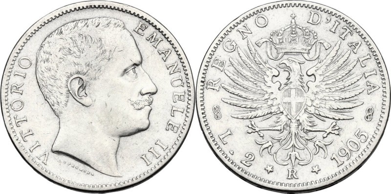 Vittorio Emanuele III (1900-1943). 2 lire 1905. Pag. 729; Mont. 144. AG. 27.00 m...