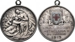 Vittorio Emanuele III (1900-1943). 2 lire Croce Rossa Italiana 1915. Mont. 03. AG e smalti. 31.00 mm. Opus: S. Johnson. R. Appiccagnolo. BB+.