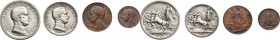 Vittorio Emanuele III (1900-1943). Serie di quattro (4) monete 1916: 2,1 lire, 2,1 centesimi. Pag. 739,774,938,953; Mont. 156,201,411,430. AG e AE. 27...