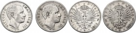 Vittorio Emanuele III (1900-1943). Lotto di due (2) monete da 1 lira: 1901 e 1902. Pag. 763,764; Mont. 188,189. AG. 23.00 mm.