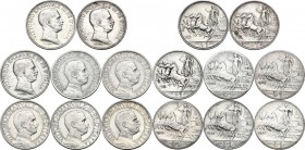 Vittorio Emanuele III (1900-1943). Serie di tre (3) monete da 1 lira: 1915, 1916, 1917. Pag. 773, 774, 775; Mont. 200, 201, 202. AG. 23.00 mm.
