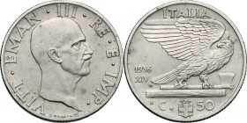 Regno di Italia. Vittorio Emanuele III (1900-1943). 50 centesimi 1936. Pag. 818; Mont. 259. NI. 24.00 mm. R. Bel BB.