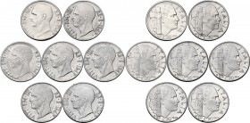 Vittorio Emanuele III (1900-1943). Lotto di sette (7) monete da 20 centesimi: 1936 (ludidata), 1939 (XVII), 1939 (XVIII), 1940, 1941, 1942, 1943. Pag....