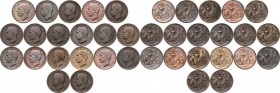 Vittorio Emanuele III (1900-1943). Serie completa di diciannove (19) monete da 10 centesimi: dal 1919 al 1937. Pag. 864/882; Mont. 328/346. CU. 22.50 ...