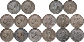 Vittorio Emanuele III (1900-1943). Lotto di otto (8) monete da 2 centesimi: 1909, 1910, 1911, 1912, 1914, 1915, 1916, 1917. Pag. 932/939; Mont. 405/41...