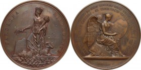 Carlo Alberto (1798-1849). Medaglia 1831 per l'abolizione della feudalità in Sardegna. D/ SARDEGNA RISORGENTE. La Sardegna coronata a sinistra, tiene ...