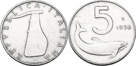 5 lire 1956. Mont. 10. IT. 20.00 mm. RR. qBB/BB.