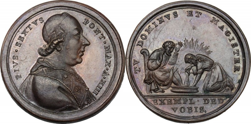 Pio VI (1775-1799), Giovanni Angelo Braschi. Medaglia A. XIII per la lavanda del...