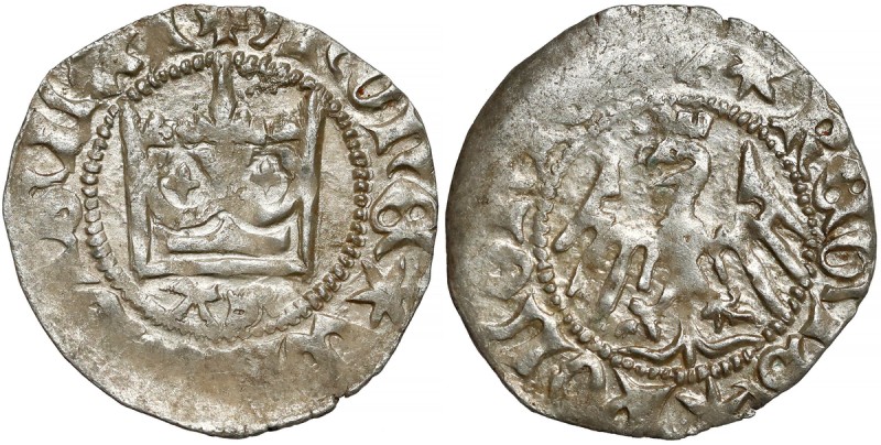 Władysław II Jagiełło, Półgrosz Kraków - typ 4 - litery AS - prosta Piękny połys...