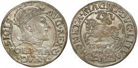 Zygmunt II August, Grosz na stopę polską 1547, Wilno Ładny egzemplarz. Odmiana z wczesnym dla tego rocznika portretem króla (mniejszym, z ugładzoną br...